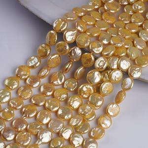 Accesorios Promocionales para Hacer Joyas de Bricolaje con Perlas de Agua Dulce de 10-11 mm, Forma de Botón, Color Dorado, con Manchas Naturales - Product Image 1