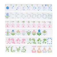 Mahjong américain sculpté portable en acrylique blanc à 1 couche, motif floral macaron pastel, luxe moderne, mignon, pour soirées entre amis