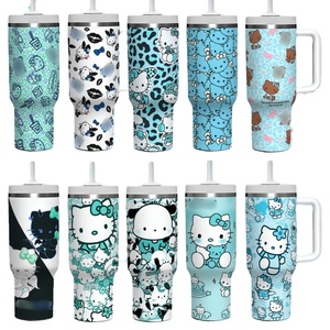 Nuevo Vaso Térmico de Acero Inoxidable con Diseño de Gatito Azul, Botella de Agua de 40 oz con Aislamiento, Tapa Antiderrames y Pajita - Product Image 1