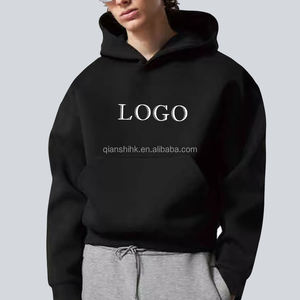 Vêtements d'hiver Meilleur fabricant de sweat à capuche uni Noir Custom Oversized Heavy Cotton Hoodies Men Cropped Heavyweight Blank Hoodie - Product Image 1