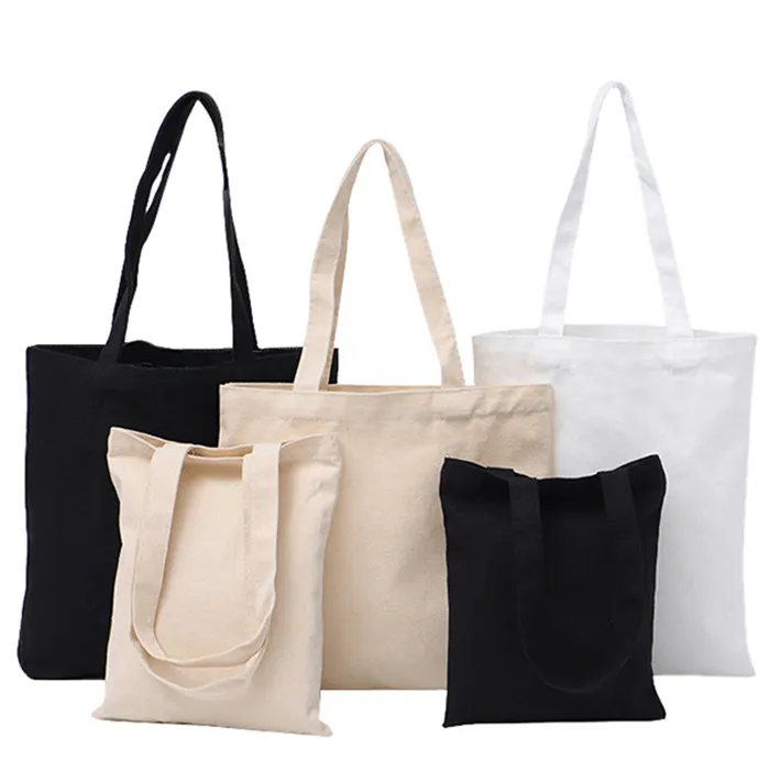 Kore özel siyah beyaz düz kadın boş alışveriş plaj çantası ambalaj hediye Tote tuval organik pamuklu çantalar