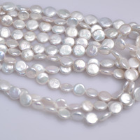 Perles d'eau douce naturelles blanches à fort lustre, baroques, plates, rondes, bouton, 11-12mm, en vrac, pour bijoux DIY, Chine, sac OPP