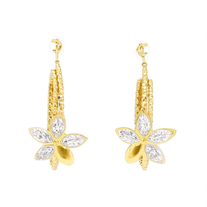 Boucles d'oreilles pendantes tendance en acier inoxydable 316L plaqué or PVD, motif floral pour femmes - Product Image 2