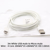 Kabel pengisi daya transmisi Data 5V pria USB mikro penggunaan komputer Android 4 Core 20awg + 28awg OD3.8mm tembaga murni