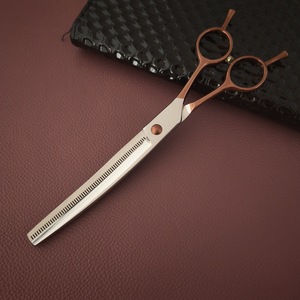 กรรไกรตัดผมโค้งขนาด 7.25 นิ้ว สแตนเลส 440C ด้ามจับสีบรอนซ์ ด้ามยาว - Product Image 4