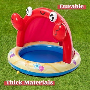 Piscine gonflable en PVC en forme de crabe avec auvent et arroseur, 41*31 pouces, couleur rouge, pour les enfants, pour jouer en extérieur ou dans la piscine - Product Image 5