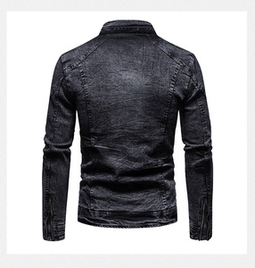 OEM Automne Hiver Hommes <span class=keywords><strong>Veste</strong></span> Mode Lavé Slim Fit PU Cuir Synthétique Noir <span class=keywords><strong>Polaire</strong></span> Chaud Confort Travail Hommes Streetwear <span class=keywords><strong>Veste</strong></span> - Product Image 2