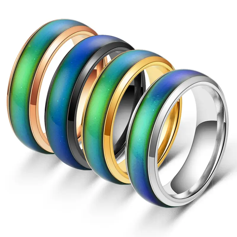 Inspiring Stainless Steel Changing Color Mood Rings Wholesale Jewelry
