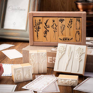 8 Uds en Combo de madera de loto Vintage Set sellos planta florero manual DIY álbum diario decoración sellos 2 opciones - Product Image 5