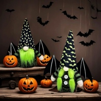 Handgefertigte Halloween-Gnom-Fledermaus-Plüschpuppe Gesichtsloser Rudolph-Schmuck Gruselige Feiertagsdekoration für Zuhause Tisch Party Festliche Zubehörteile