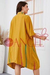 KISS ME Angel ชุดเดรสแขน<span class=keywords><strong>สั้น</strong></span>สำหรับผู้หญิง, ชุดเดรสเสื้อคอปกสีขนาดใหญ่สำหรับฤดูร้อน - Product Image 6