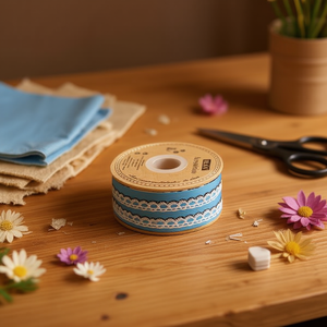 Strisce di pizzo 1,2 cm x 35 m nere per decorazioni artigianali - Product Image 2