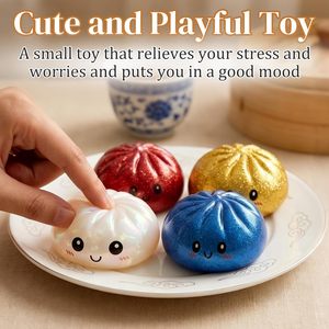 <b>Glitter</b> Dumpling, <b>Glitter</b> Dumpling Squishy with Box, 6 Color Options Dumplings Squishy Toy for Stress Relief (<b>Red</b>) - Product Image 3