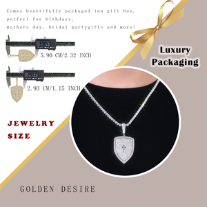 Verdia 힙합 Moissanite 방패 펜던트 남자 S925 실버 18k 금 도금 적합 쿠바 테니스 체인 고급 보석 선물 GRA - Product Image 5