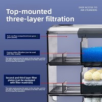 Boîte de filtration rectangulaire réglable multicouche pour aquarium, système de filtration supérieur pour aquarium