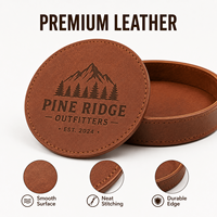 Ensemble de sous-verres en cuir pleine fleur personnalisés avec logo, écologiques, faits à la main, antidérapants, imperméables, résistants à la chaleur, pour tasses à café, vente en gros
