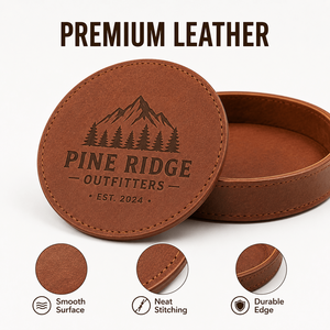 Ensemble de sous-verres en cuir pleine fleur personnalisés avec logo, écologiques, faits à la main, antidérapants, imperméables, résistants à la chaleur, pour tasses à café, vente en gros - Product Image 3