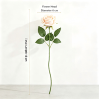 Rose artificielle en velours à tige unique de 48 cm de long, fleur de rose artificielle pour la décoration de la maison, de la table, des mariages et des fêtes