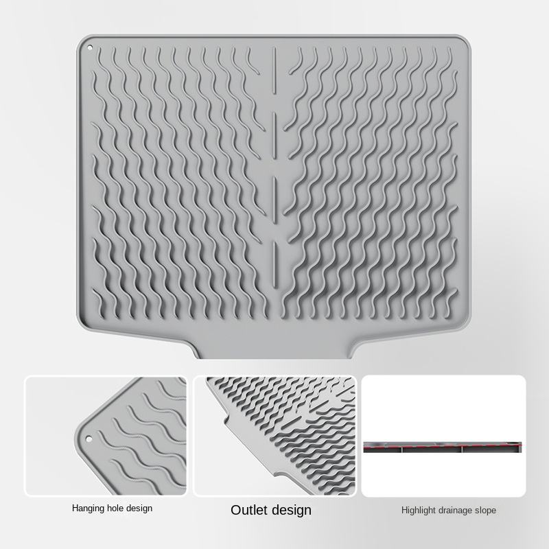 Light Gray-Wavy Bevel Water Draining Pad