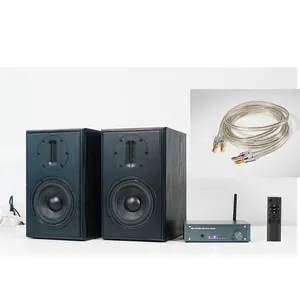 Samtronic Speaker rak buku bertenaga 2.0 Stereo aktif dekat bidang Monitor Studio Speaker penutup kayu 200W RMS