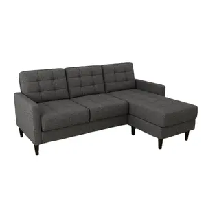 Modernes Leinen gewebe Tufted Section Sofa Set Möbel Section als Chesterfield Corner L-förmige Wohnzimmer Sofas