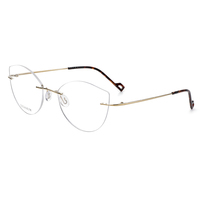 Monturas de Gafas Ópticas de Titanio Puro Estilo Ojo de Gato Retro RT002, Diseño sin Montura con Material de Lentes AC, Precio al por Mayor