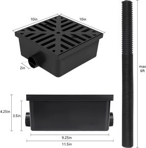 Bassin de capture à profil bas 10X10in No Dig avec 2 "pour extensions de <span class=keywords><strong>tuyau</strong></span> de descente de gouttière, inverseur d'eau de pluie avec <span class=keywords><strong>tuyau</strong></span> à 2 ouvertures - Product Image 2