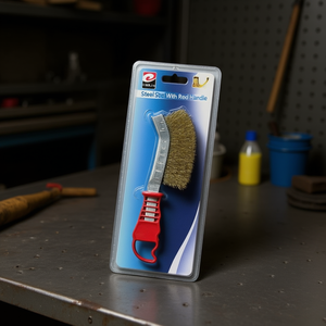 MNJ Steel Wire Brush With Red Handle For Cleaning Metal Surfaces 12Pcs Pack - Product Image 2