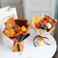 Bouquet de fleurs artificielles créatives faites à la main en forme de citrouille d'Halloween, jouet en peluche mignon et amusant, cadeau pour petite amie, décoration d'intérieur