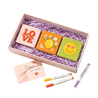 Kit de Peinture pour Carreaux de Décoration Maison DIY, Ensemble Créatif de Carreaux en Céramique Vides Réutilisables avec 8 Marqueurs de Peinture Acrylique, Cadeau Artistique pour la Décoration Intérieure