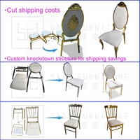 Chaise de banquet de luxe en métal doré, interchangeable, haut de gamme, pour événements hôteliers et repas
