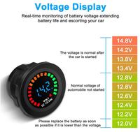 Voltímetro para Batería de Coche de 12V/24V CC, Pantalla LED Digital, Medidor de Voltaje con Pantalla a Color, Resistente al Agua, para Automóviles