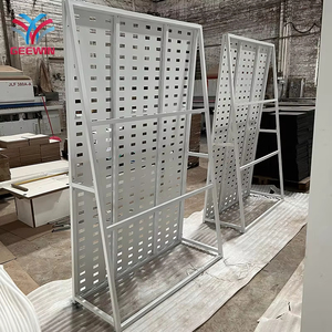 Estante de exhibición de tablero de clavija con recubrimiento de polvo blanco Pantalla de exhibición de cerámica Soporte de metal con una cara - Product Image 3