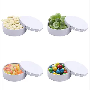 Custom Stocked Wholesale Seamless Candy White Round Metal Click Clack Tin Cans With Lid