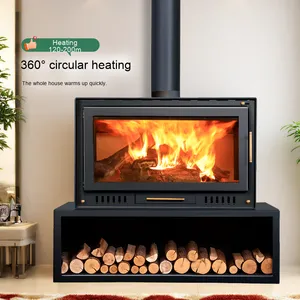 Chimenea Moderna <span class=keywords><strong>de</strong></span> Acero para el Hogar, Estufa <span class=keywords><strong>de</strong></span> <span class=keywords><strong>Leña</strong></span> <span class=keywords><strong>de</strong></span> Instalación Independiente para Apartamentos, Hoteles y Villas - Product Image 2