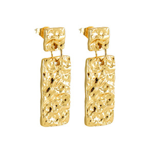 Boucles d'oreilles créoles vintage plaquées or 18 carats, tendance, uniques, martelées, grandes, pendantes, bijoux pour femmes - Product Image 1