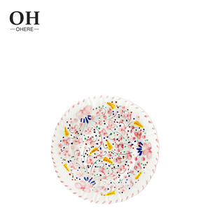 Juego de vajilla de cerámica Rosa romántico Ohere, plato de <span class=keywords><strong>cena</strong></span> en relieve de porcelana de hueso para decoración de fiesta de boda, platos de cargador con forma de flor - Product Image 5