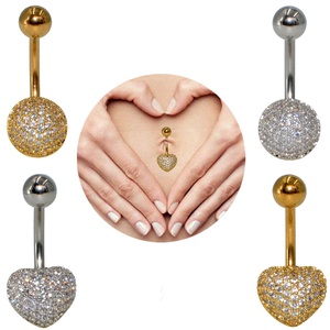 Zircon rond en forme de coeur <span class=keywords><strong>ventre</strong></span> nombril anneau <span class=keywords><strong>banane</strong></span> mode corps Piercing bijoux en acier inoxydable pour fiançailles - Product Image 3
