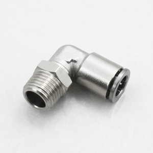 MPL一触式M5 1/8 “1/4” 3/8 “1/2” L型黄铜气动金属接头管道空气配件90 ° 公弯头推拉连接器 - Product Image 1