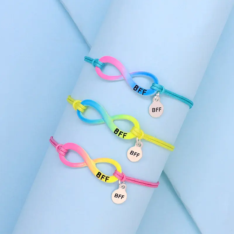 Braccialetti all'ingrosso dei bambini di nuovo stile braccialetti svegli di infinito dei migliori amici braccialetti Bff del cavo elastico dell'arcobaleno per i bambini