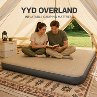 Matelas pneumatique de camping Drop Stitch 210 cm avec dessus floqué, très résistant, pour le camping et les voyages