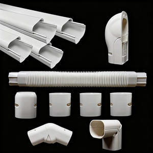 YOD HVACダクト装飾ミニスプリットラインセットカバーキットスリムダクト<span class=keywords><strong>PVC</strong></span>トランキングDIY塗装可能屋内用エコフレンドリー - Product Image 1