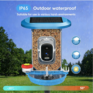 Mangeoire à oiseaux solaire d'extérieur avec caméra intelligente 4K IA, étanche IP65, écologique, sans BPA, durable, design moderne pour oiseaux et pigeons - Product Image 1