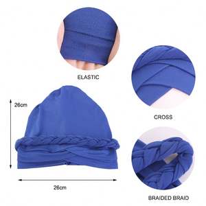 Wholesale Custom Logo Outdoor Floral Solid Color Polyester Spandex Durag Braid Halo Turban Headwrap for <b>Women</b> Men - Product Image 3