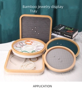 Petite boîte à <span class=keywords><strong>bijoux</strong></span> ronde en velours de bambou de 25cm et organisateur de stockage domestique - Product Image 6