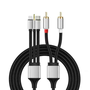 8-Pin Stereo Jack Y <b>Adapter</b> <b>USB</b>-<b>C</b> 3.5mm Male Aluminum Fabric Braided Professional Audio Microphone Use - Product Image 1