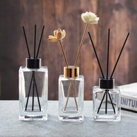 Diffuseur d'huiles essentielles en verre transparent carré, sans flamme, pour l'intérieur, salon, parfum durable, assainisseur d'air