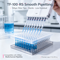 Embouts de pipette universels longs de 100 µL, stériles, transparents, de qualité médicale, en PP, consommables de laboratoire