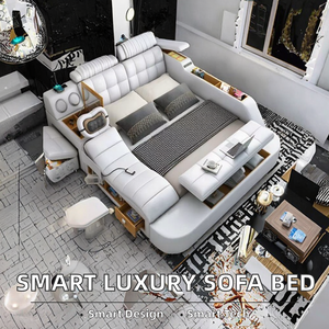 HAOYU Luxuriöses Leder Smart Schlafsofa Modern mit Stauraum Gestepptes Design Massage Weicher Holzrahmen Kundenspezifische Größe HY-010 - Product Image 3