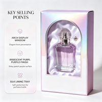 Boîte cadeau parfum holographique personnalisée avec fenêtre arquée en papier pour flacon de parfum